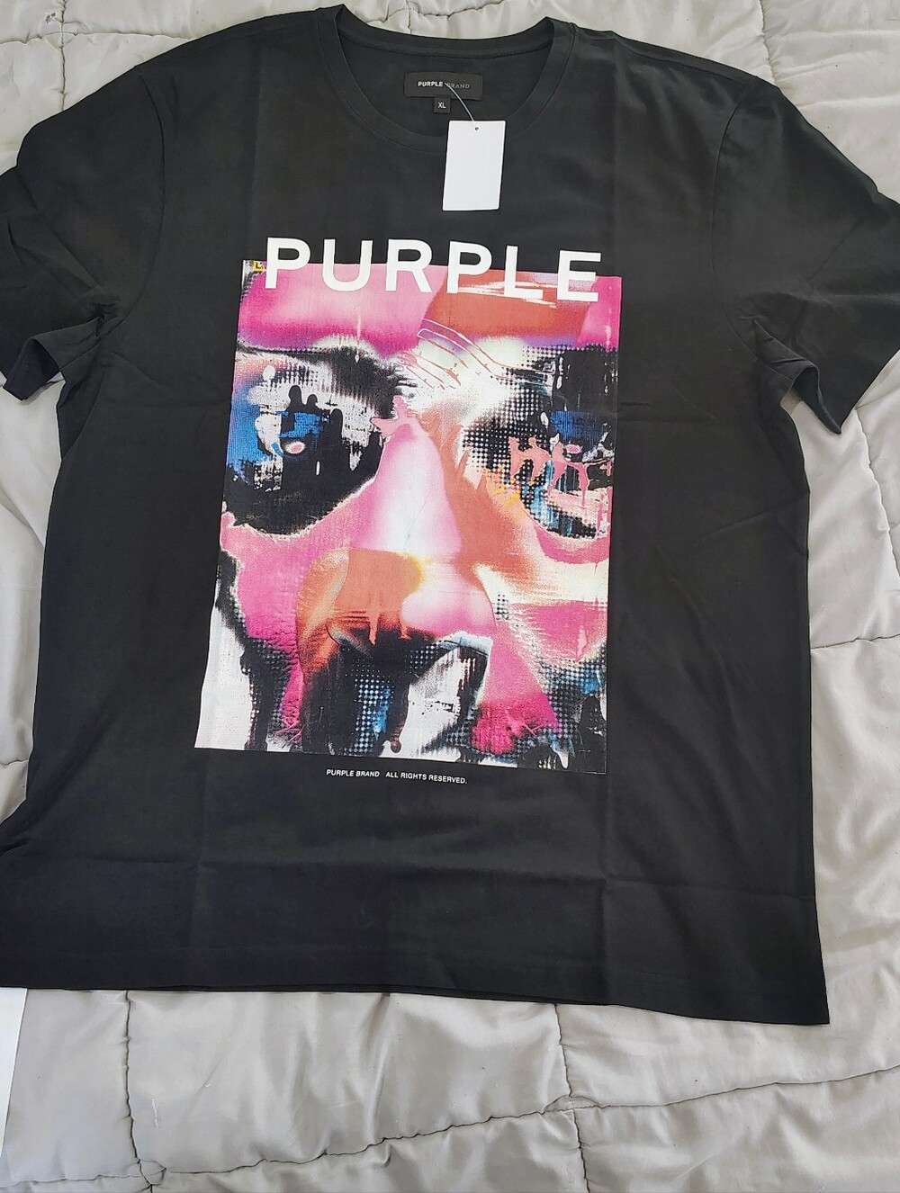 Purple Brand Graphic Face Print T-Shirt Black XL BNWT Designer Streetwear Tee